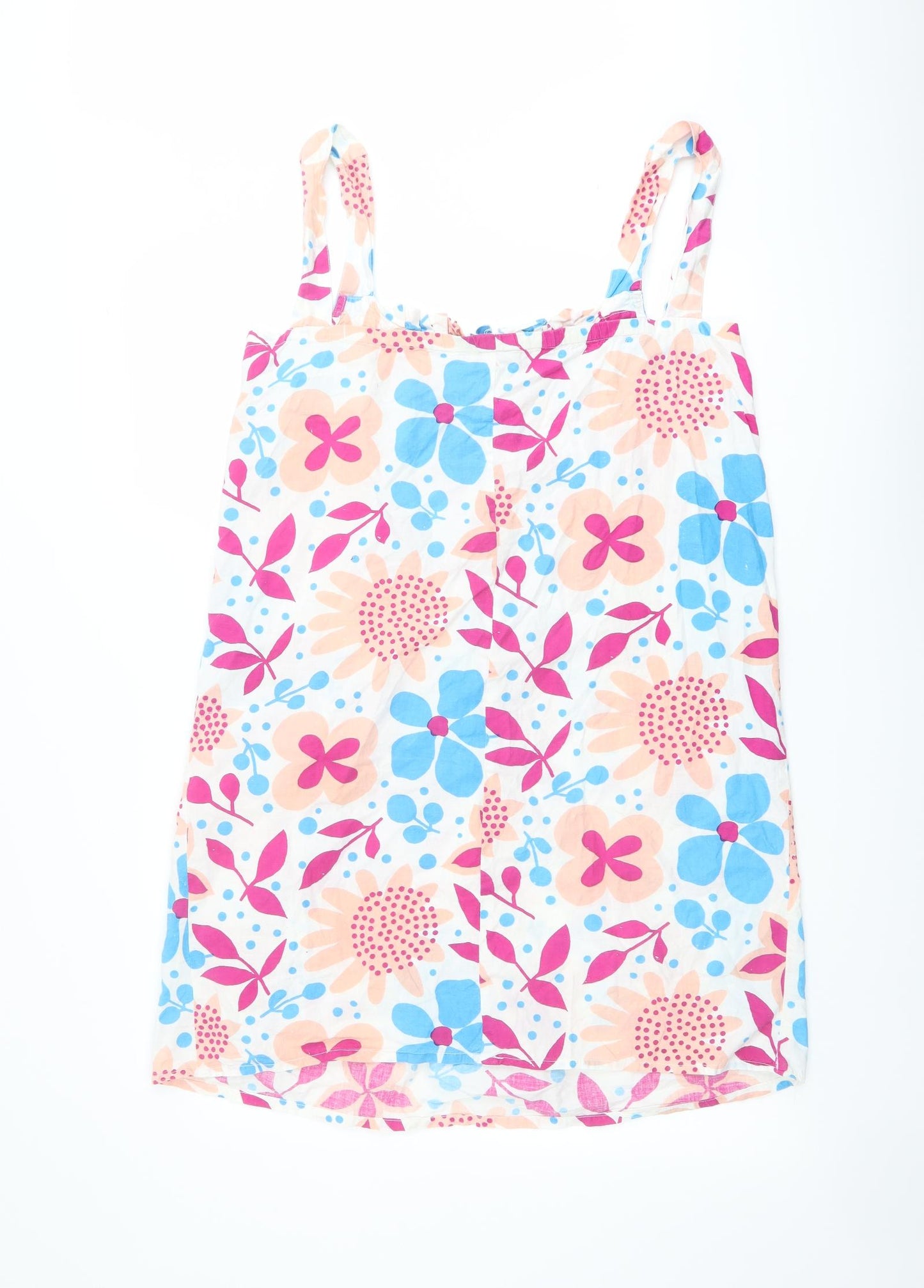 Kushi Womens Multicoloured Geometric Cotton Tank Dress Size 10 Round Neck Pullover