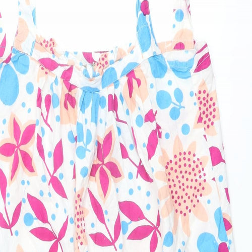 Kushi Womens Multicoloured Geometric Cotton Tank Dress Size 10 Round Neck Pullover