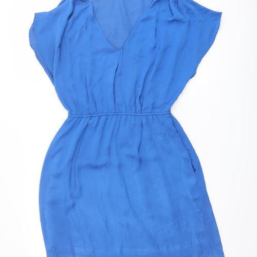 Zara Womens Blue Polyester Mini Size XS V-Neck Pullover