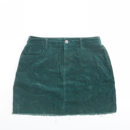 FOREVER 21 Womens Green Cotton Mini Skirt Size S Button