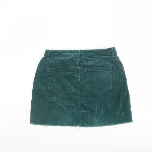 FOREVER 21 Womens Green Cotton Mini Skirt Size S Button