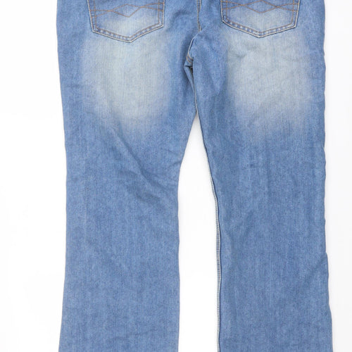 Denim & Co. Mens Blue Cotton Bootcut Jeans Size 36 in L30 in Regular Button