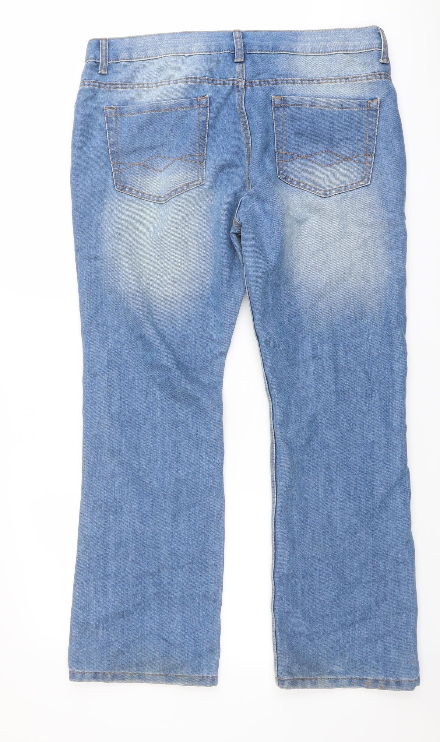 Denim & Co. Mens Blue Cotton Bootcut Jeans Size 36 in L30 in Regular Button