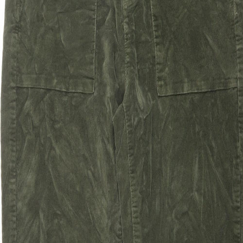 TU Womens Green Cotton Trousers Size 10 L26 in Regular Button