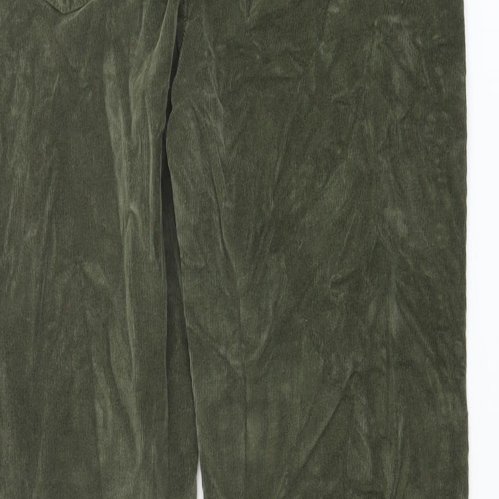 TU Womens Green Cotton Trousers Size 10 L26 in Regular Button