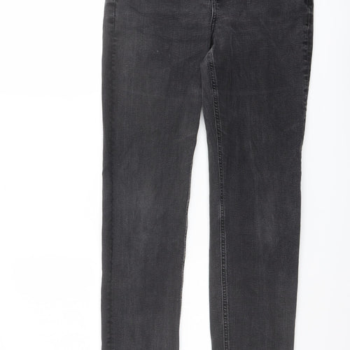 Boden Womens Grey Cotton Straight Jeans Size 14 L28 in Regular Button