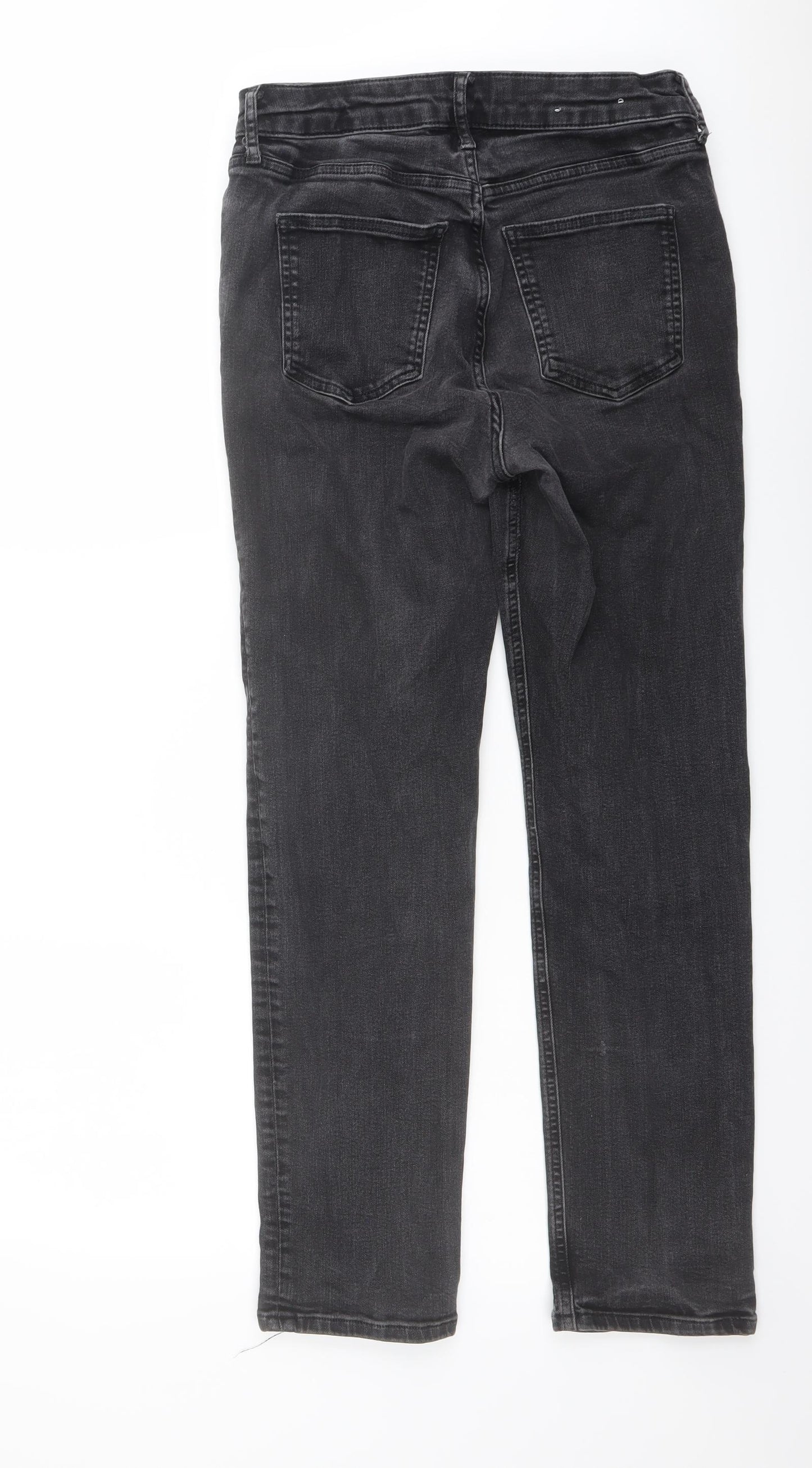 Boden Womens Grey Cotton Straight Jeans Size 14 L28 in Regular Button