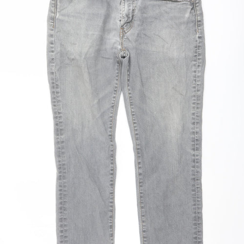 Levi's Mens Grey Cotton Straight Jeans Size 34 in L30 in Regular Button