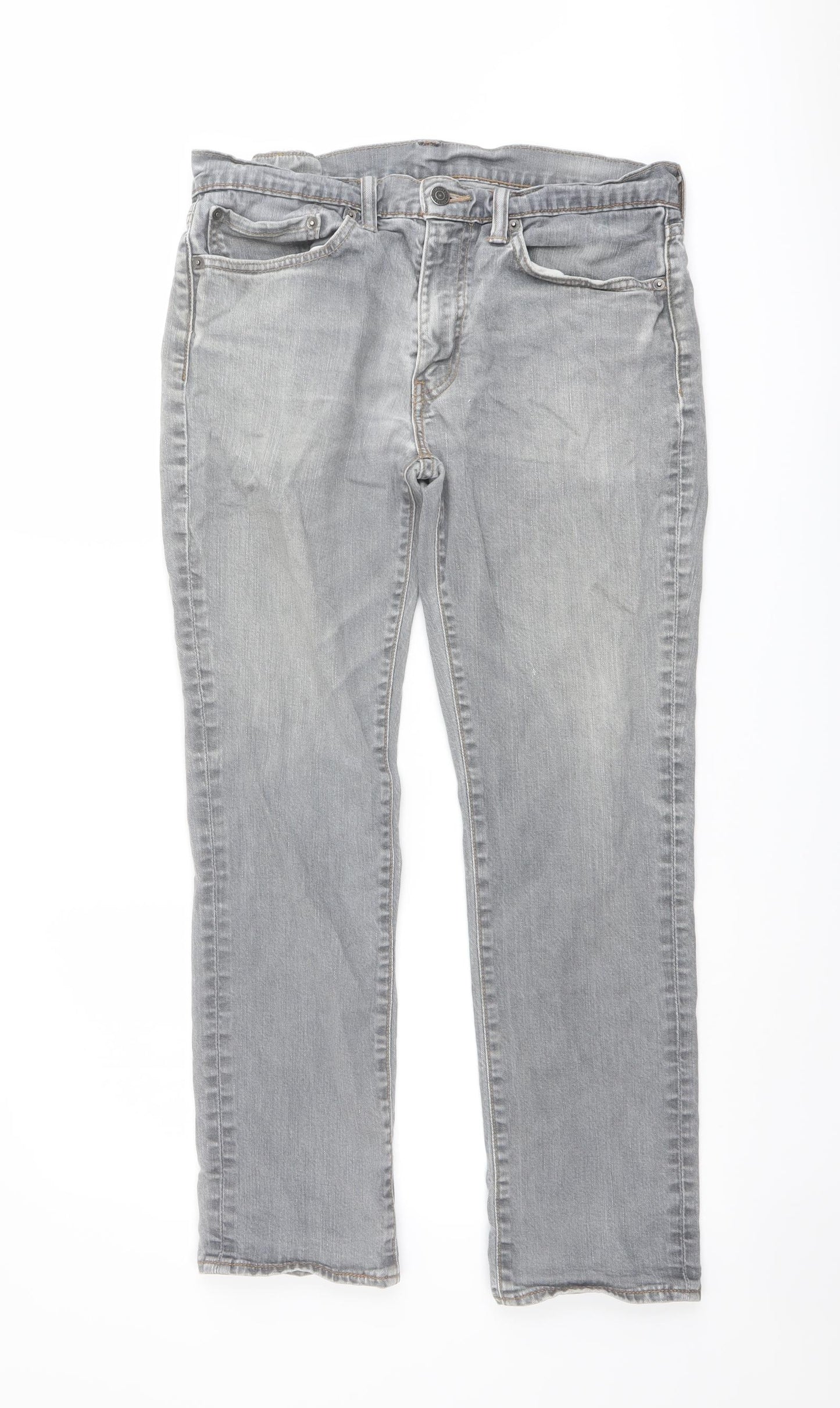 Levi's Mens Grey Cotton Straight Jeans Size 34 in L30 in Regular Button