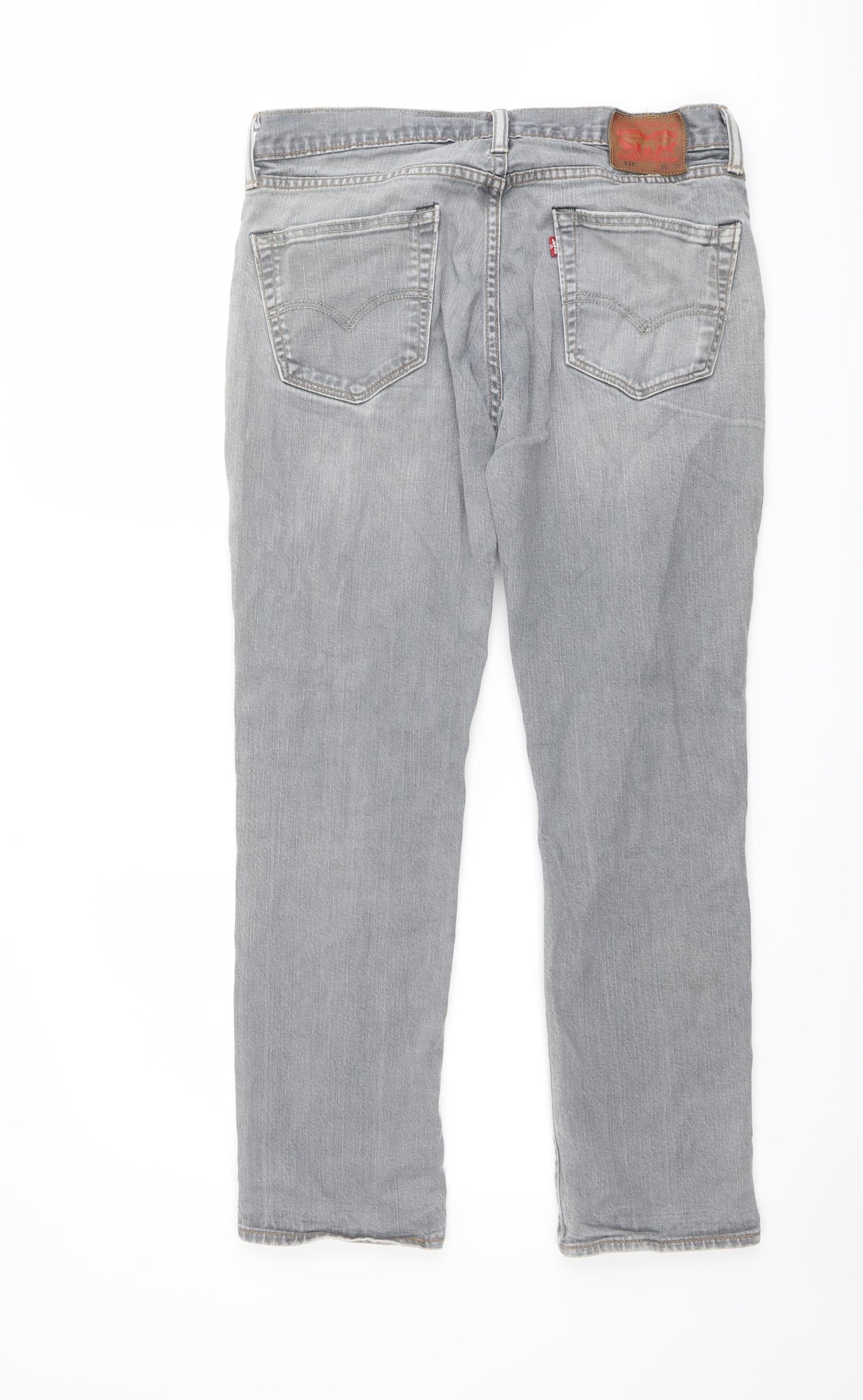 Levi's Mens Grey Cotton Straight Jeans Size 34 in L30 in Regular Button