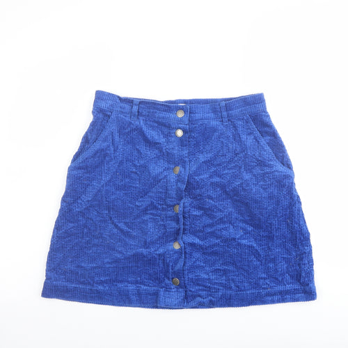 b.young Womens Blue Polyester A-Line Skirt Size 10 Button