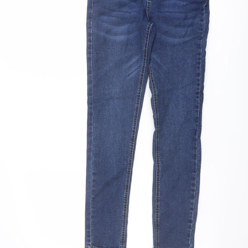 M&Co Girls Blue Cotton Skinny Jeans Size 12 Years Regular Button