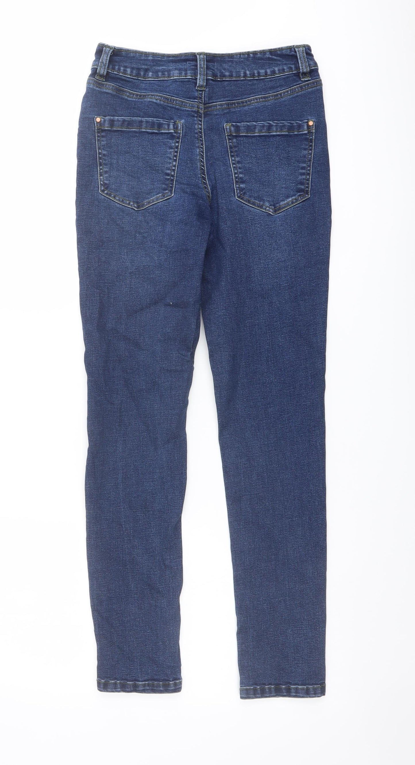 M&Co Girls Blue Cotton Skinny Jeans Size 12 Years Regular Button