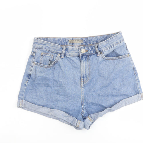Denim & Co. Womens Blue Cotton Hot Pants Shorts Size 10 L3 in Regular Button