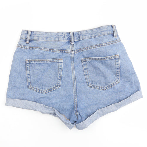 Denim & Co. Womens Blue Cotton Hot Pants Shorts Size 10 L3 in Regular Button