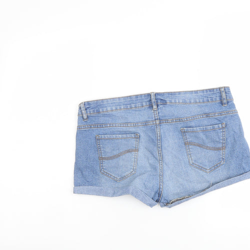 Denim & Co. Womens Blue Cotton Hot Pants Shorts Size 14 L3 in Regular Button