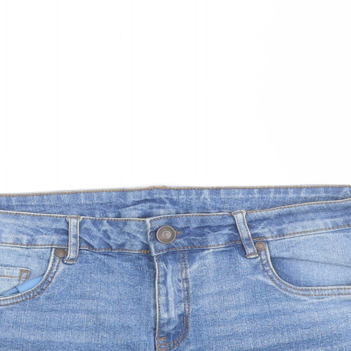 Denim & Co. Womens Blue Cotton Hot Pants Shorts Size 14 L3 in Regular Button
