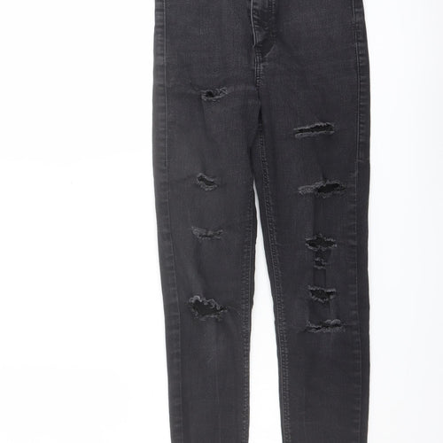 Topshop Womens Grey Cotton Skinny Jeans Size 25 in L25 in Regular Button