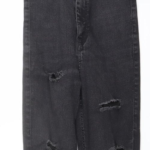Topshop Womens Grey Cotton Skinny Jeans Size 25 in L25 in Regular Button