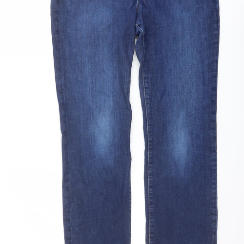 NYJD Womens Blue Cotton Straight Jeans Size 12 L29 in Regular Button