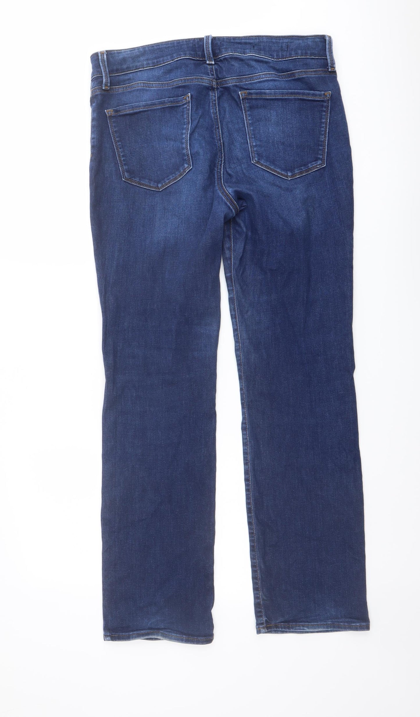 NYJD Womens Blue Cotton Straight Jeans Size 12 L29 in Regular Button
