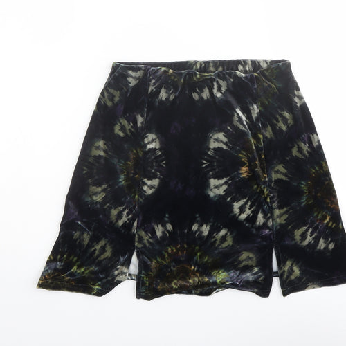 Uniqlo Womens Blue Geometric Polyester A-Line Skirt Size XS