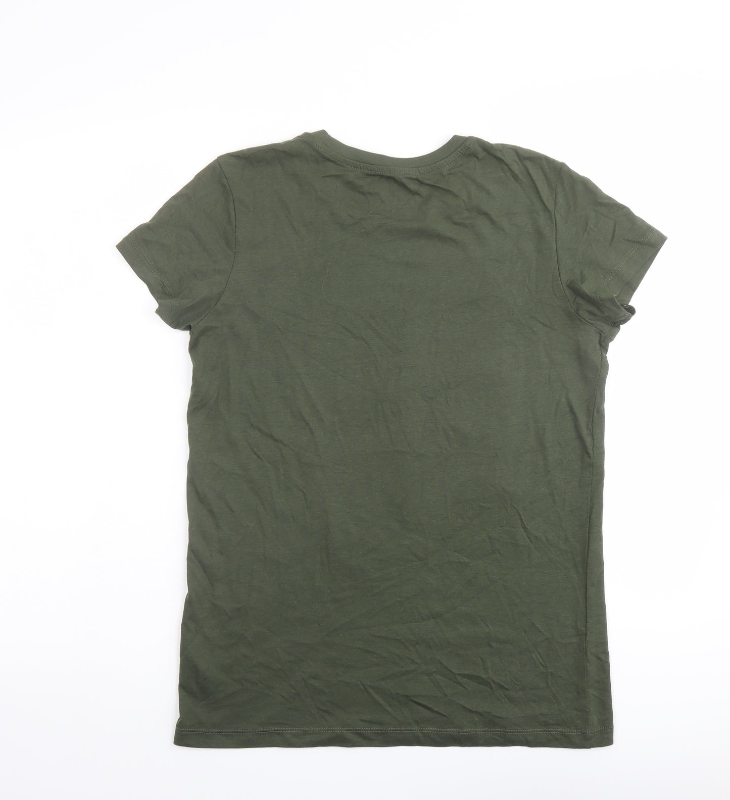 URBN-DEPT Boys Green Cotton Basic T-Shirt Size 13 Years Round Neck Pullover - T-Rex Dinosaur