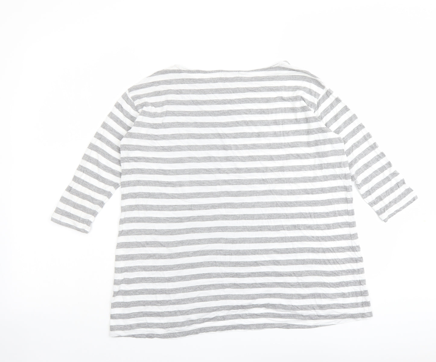 Gap Womens Grey Striped Polyester Basic T-Shirt Size XS Boat Neck