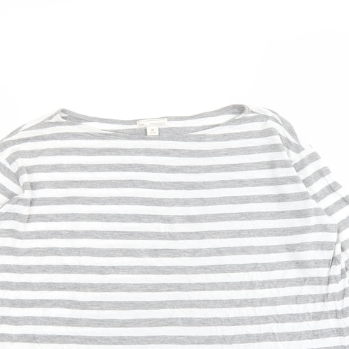Gap Womens Grey Striped Polyester Basic T-Shirt Size XS Boat Neck