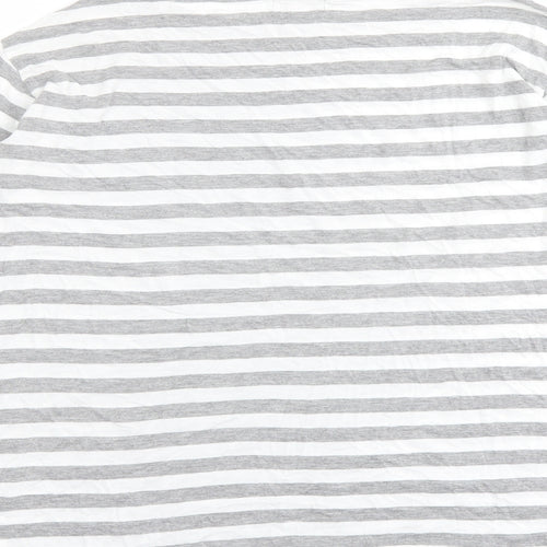 Gap Womens Grey Striped Polyester Basic T-Shirt Size XS Boat Neck
