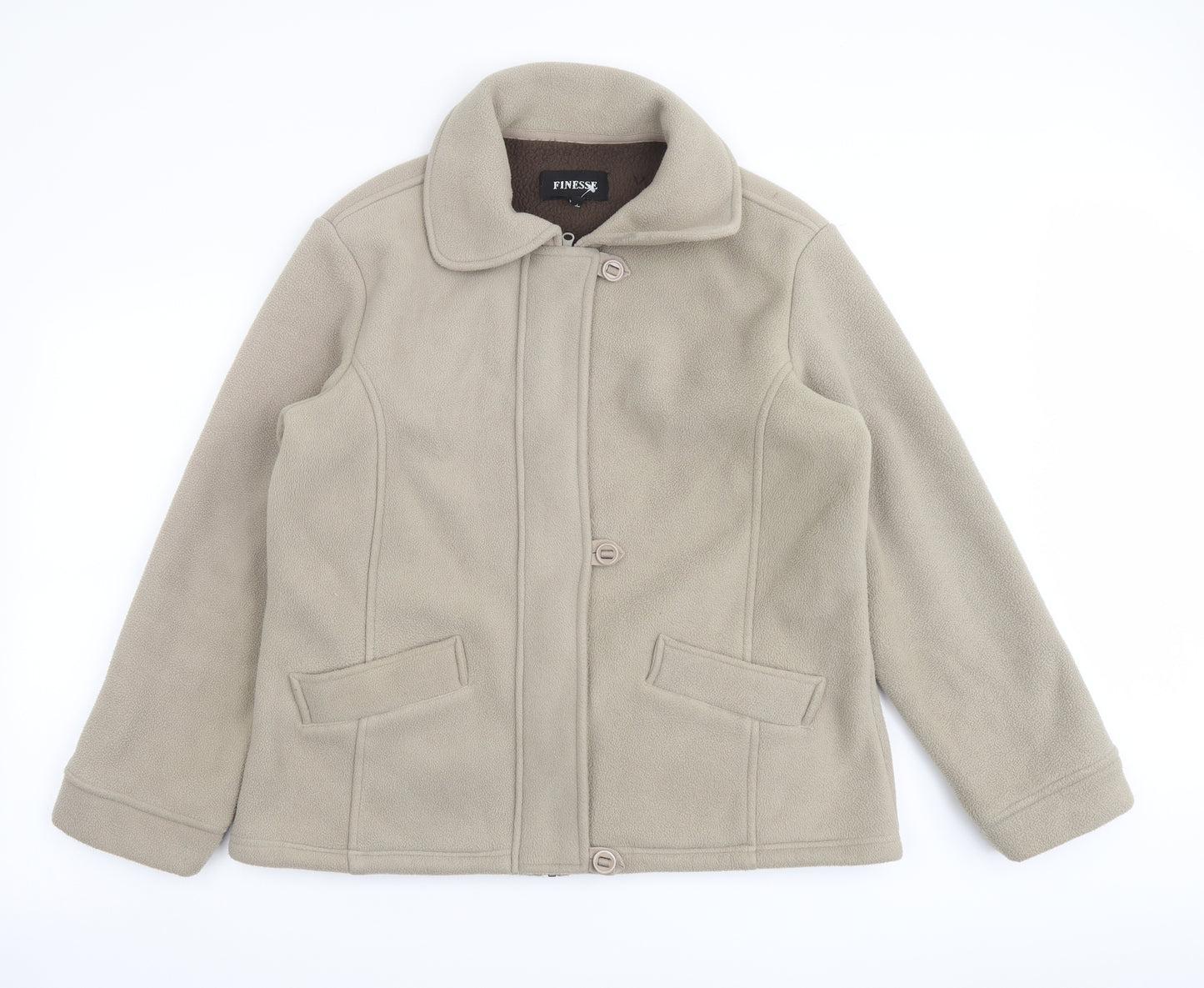 Finesse Womens Beige Jacket Size 16 Zip
