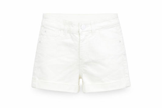 M&Co Girls Ivory Cotton Boyfriend Shorts Size 11 Years Regular Zip