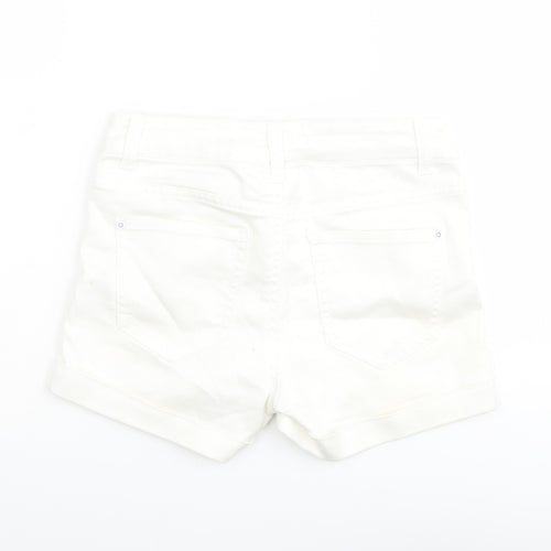 M&Co Girls Ivory Cotton Boyfriend Shorts Size 11 Years Regular Zip