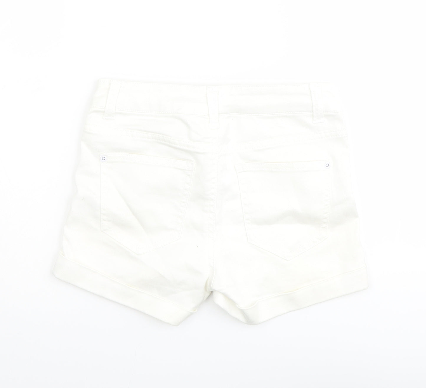 M&Co Girls Ivory Cotton Boyfriend Shorts Size 11 Years Regular Zip