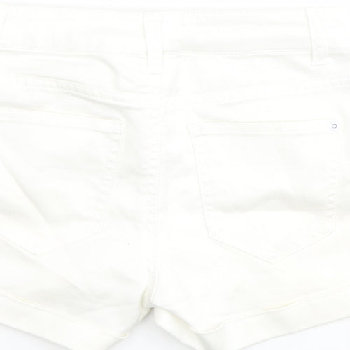 M&Co Girls Ivory Cotton Boyfriend Shorts Size 11 Years Regular Zip