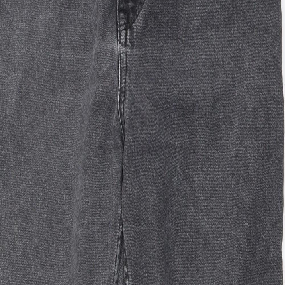 Pull&Bear Womens Grey Cotton Straight Jeans Size 10 L24 in Regular Button