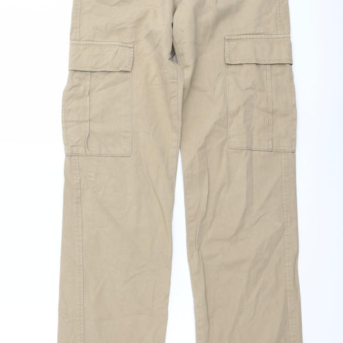 Stradivarius Womens Beige Cotton Straight Jeans Size 4 L31 in Regular Button - Cargo