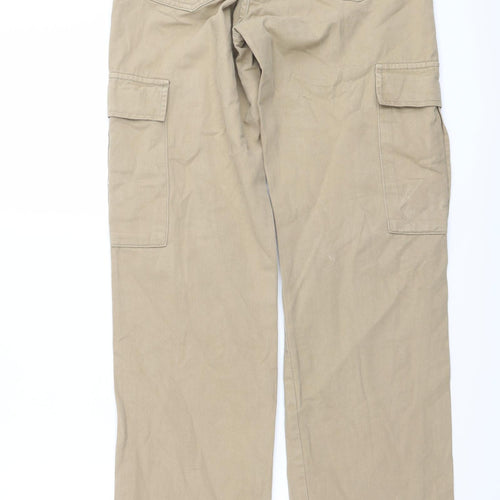 Stradivarius Womens Beige Cotton Straight Jeans Size 4 L31 in Regular Button - Cargo