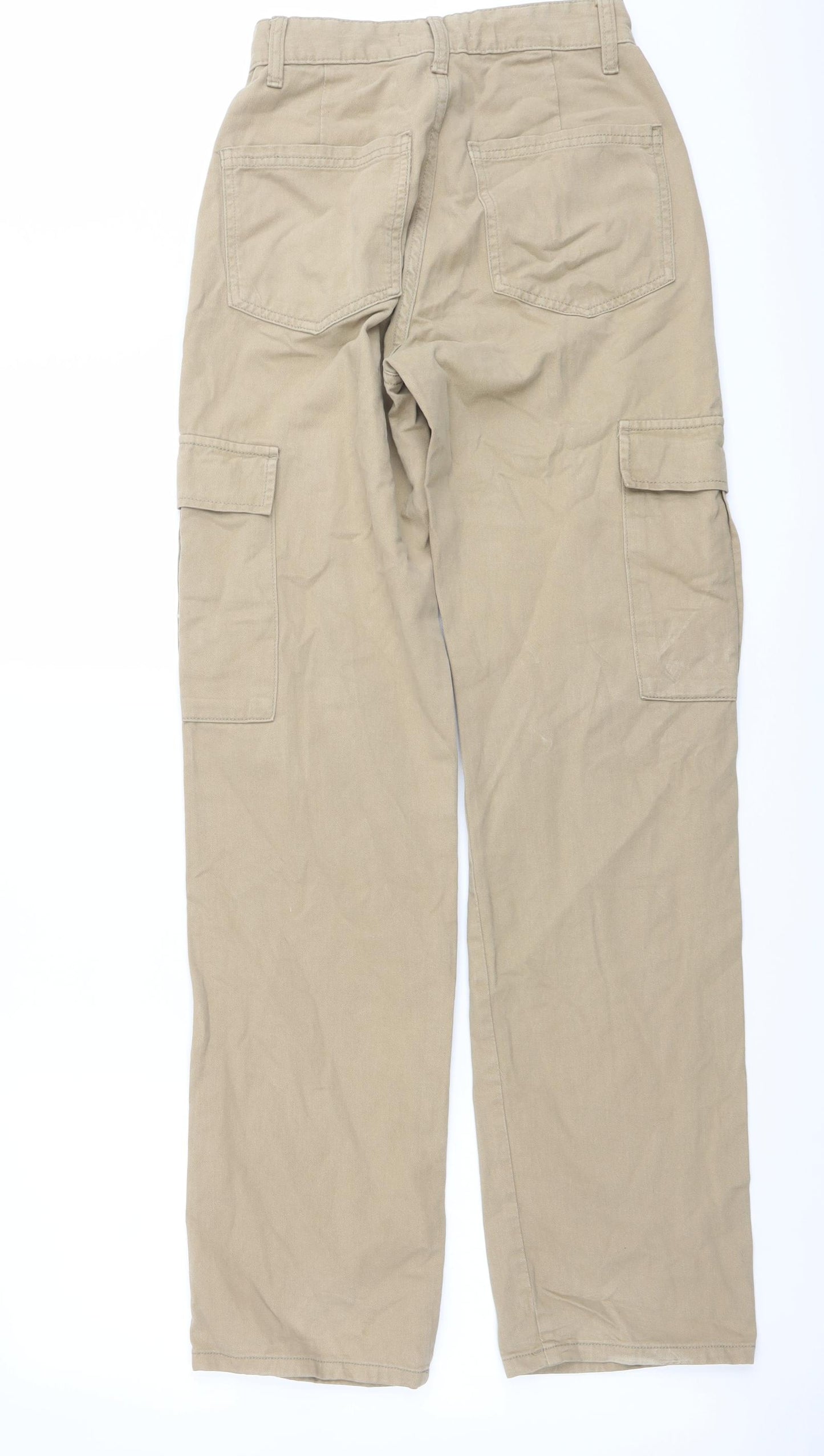 Stradivarius Womens Beige Cotton Straight Jeans Size 4 L31 in Regular Button - Cargo