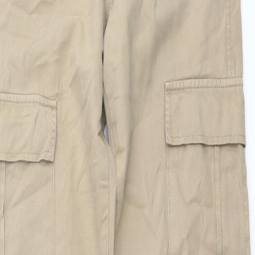 Stradivarius Womens Beige Cotton Straight Jeans Size 4 L31 in Regular Button - Cargo