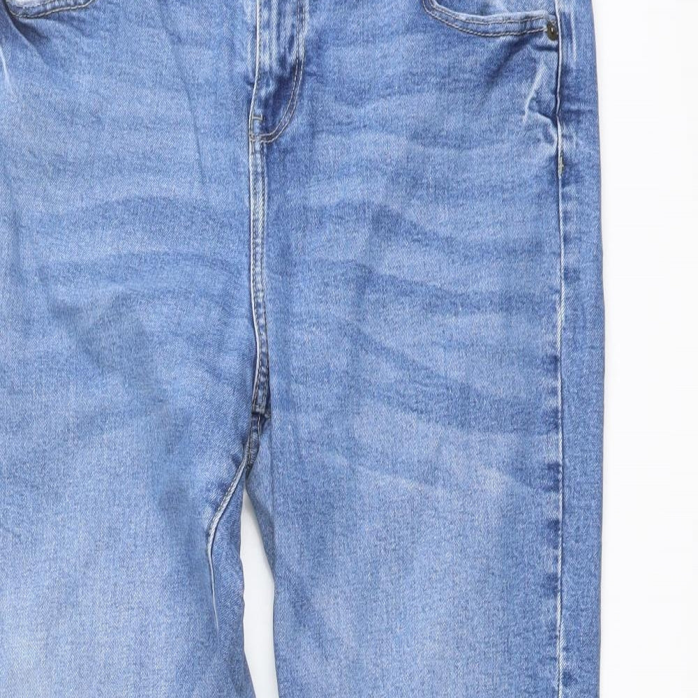 George Womens Blue Cotton Straight Jeans Size 16 L28 in Regular Button