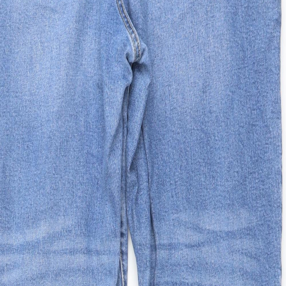 George Womens Blue Cotton Straight Jeans Size 16 L28 in Regular Button