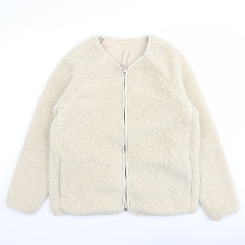Marks and Spencer Womens Beige Jacket Size 10 Zip - Teddy Bear Style