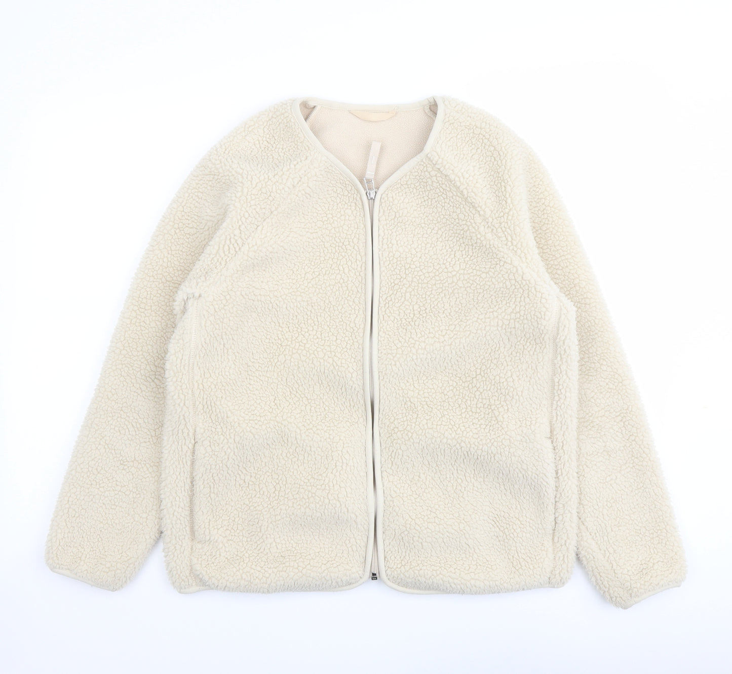 Marks and Spencer Womens Beige Jacket Size 10 Zip - Teddy Bear Style