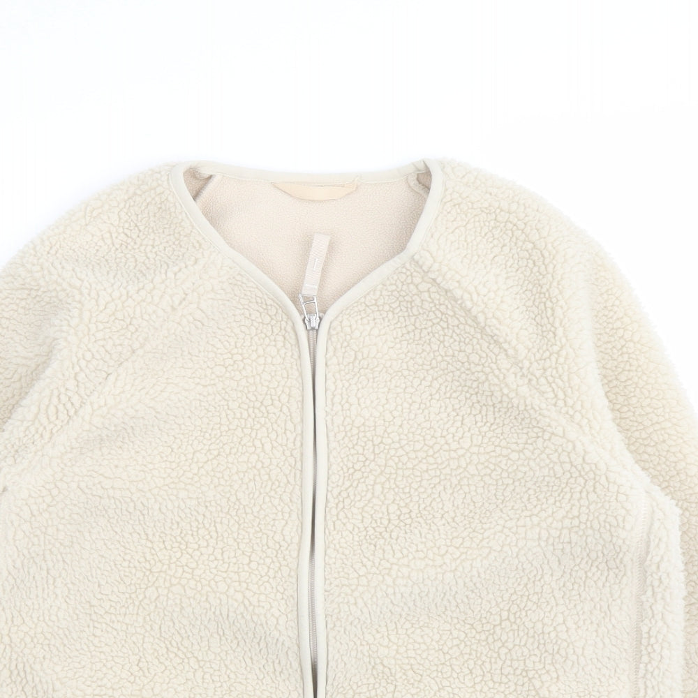 Marks and Spencer Womens Beige Jacket Size 10 Zip - Teddy Bear Style