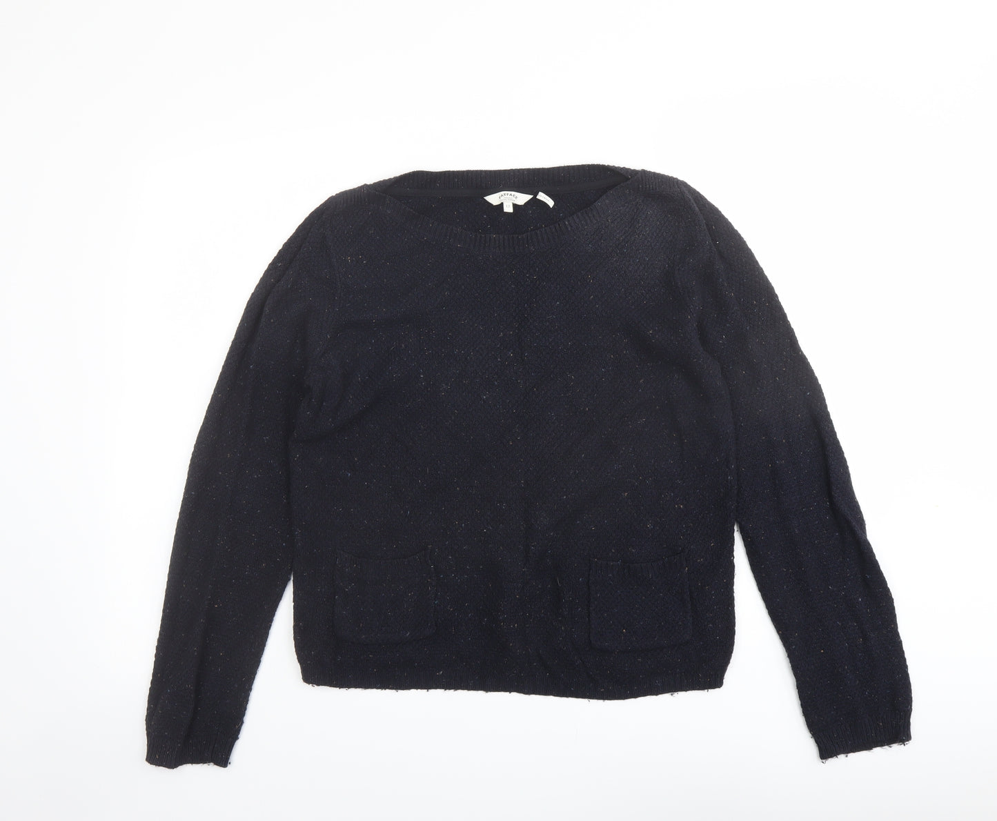 Fat Face Womens Blue Round Neck Cotton Pullover Jumper Size 12