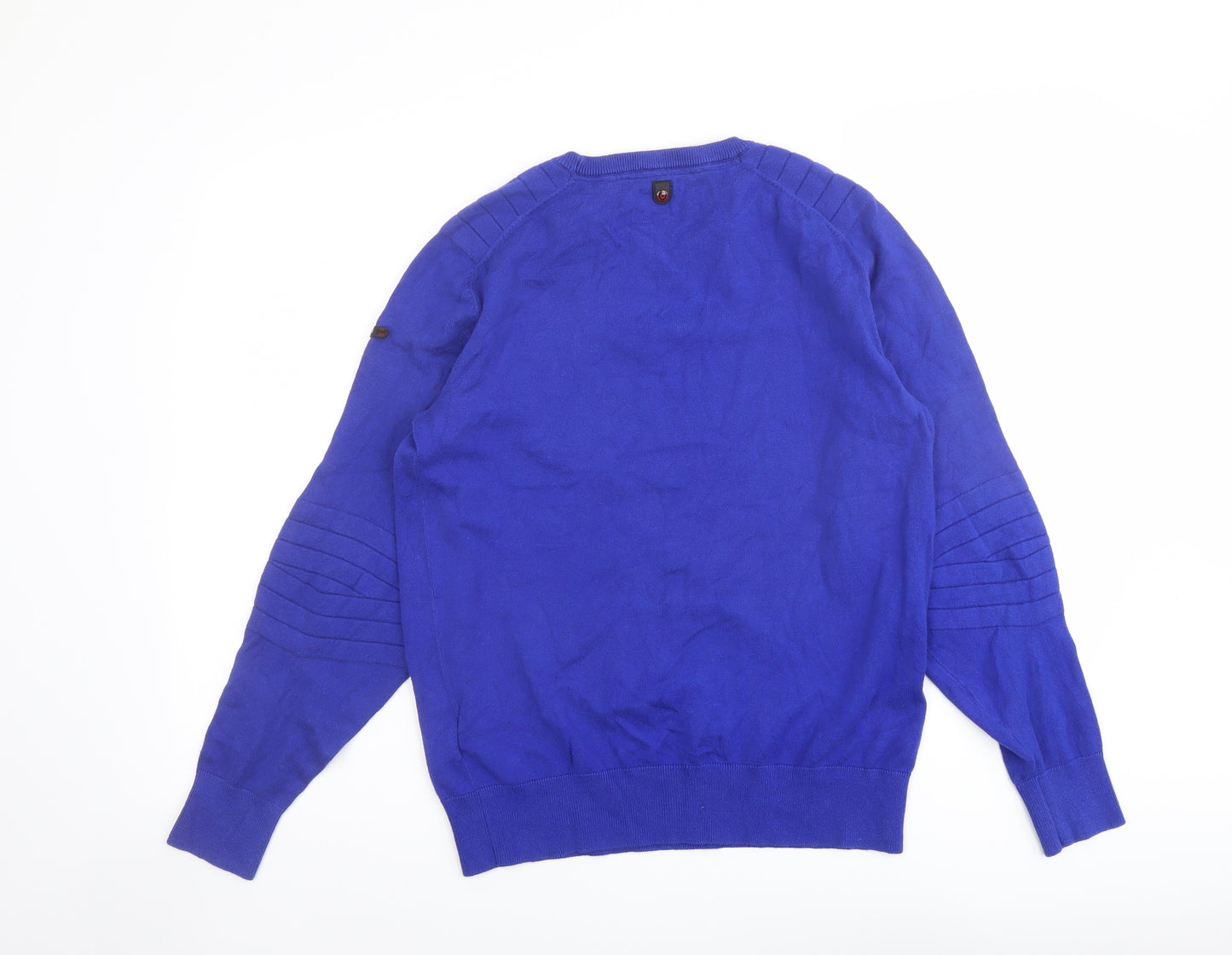 Duck and Cover Mens Blue Round Neck Cotton Pullover Jumper Size S Long Sleeve