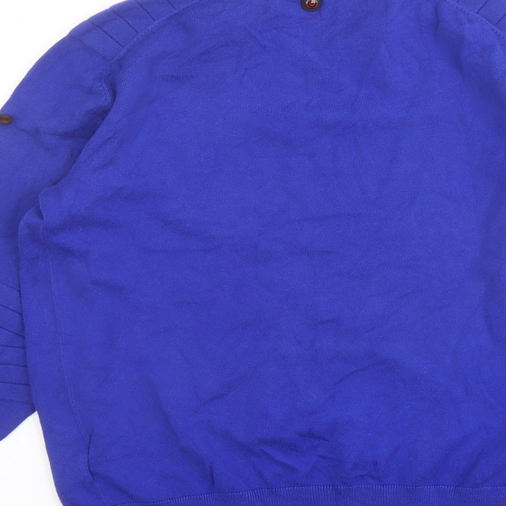 Duck and Cover Mens Blue Round Neck Cotton Pullover Jumper Size S Long Sleeve