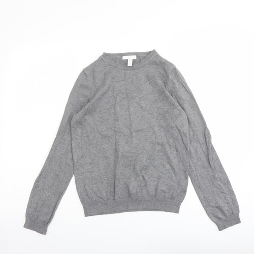 H&M Womens Grey Round Neck Viscose Pullover Jumper Size S