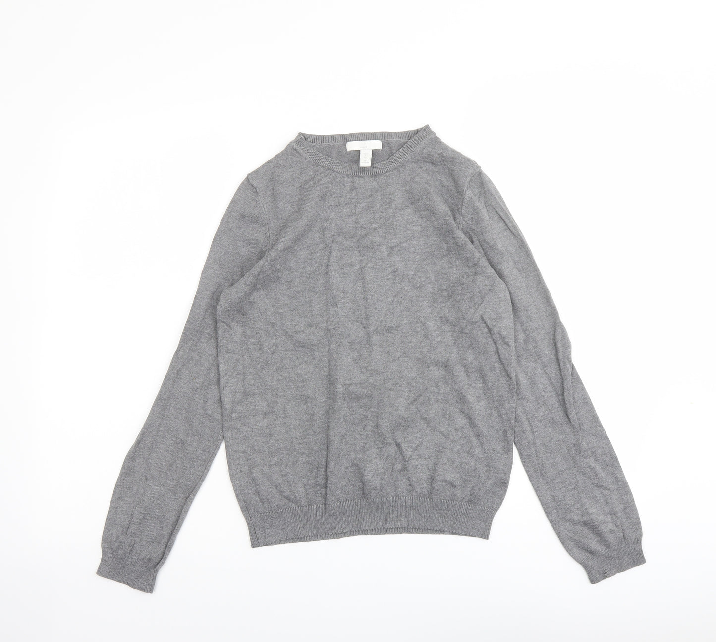 H&M Womens Grey Round Neck Viscose Pullover Jumper Size S